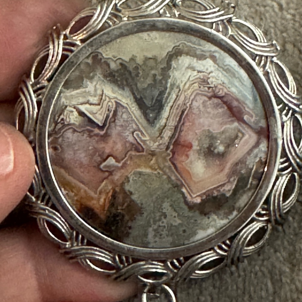 Silver and Brown Agate Pendant